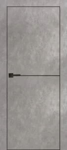 Межкомнатная дверь PX-19 черная кромка с 4-х ст. Серый бетон